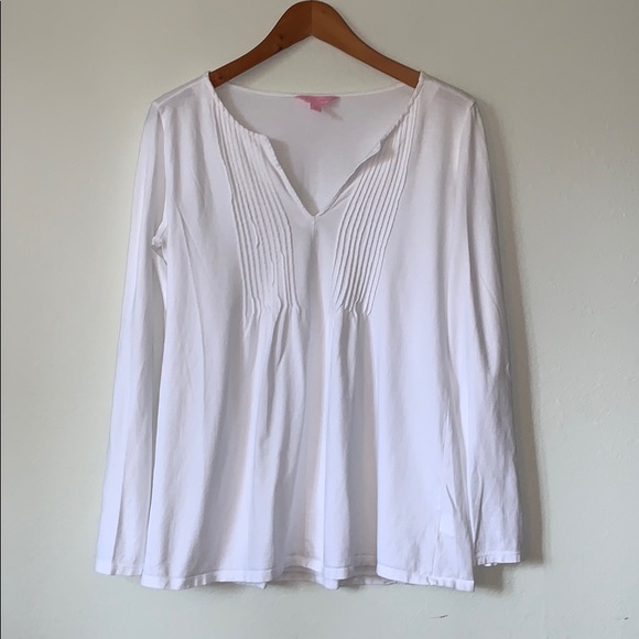 Lilly Pulitzer Tops - Lilly Pulitzer white long sleeve cotton blouse EUC